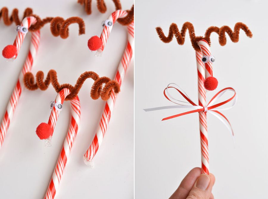 Candy Cane Reindeer Craft Idea for Christmas