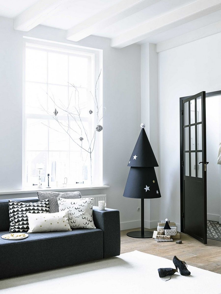 Christmas tree for the minimal Scandinavian home in black and white