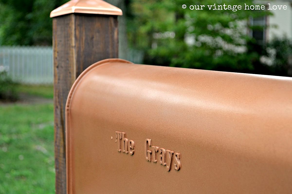 Closer look at the homemade copper mailbox