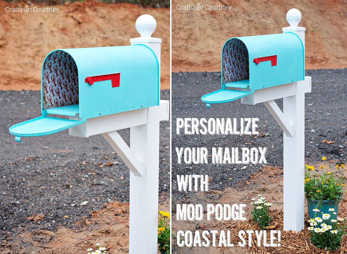 Coastal style DIY mailbox with mod podge