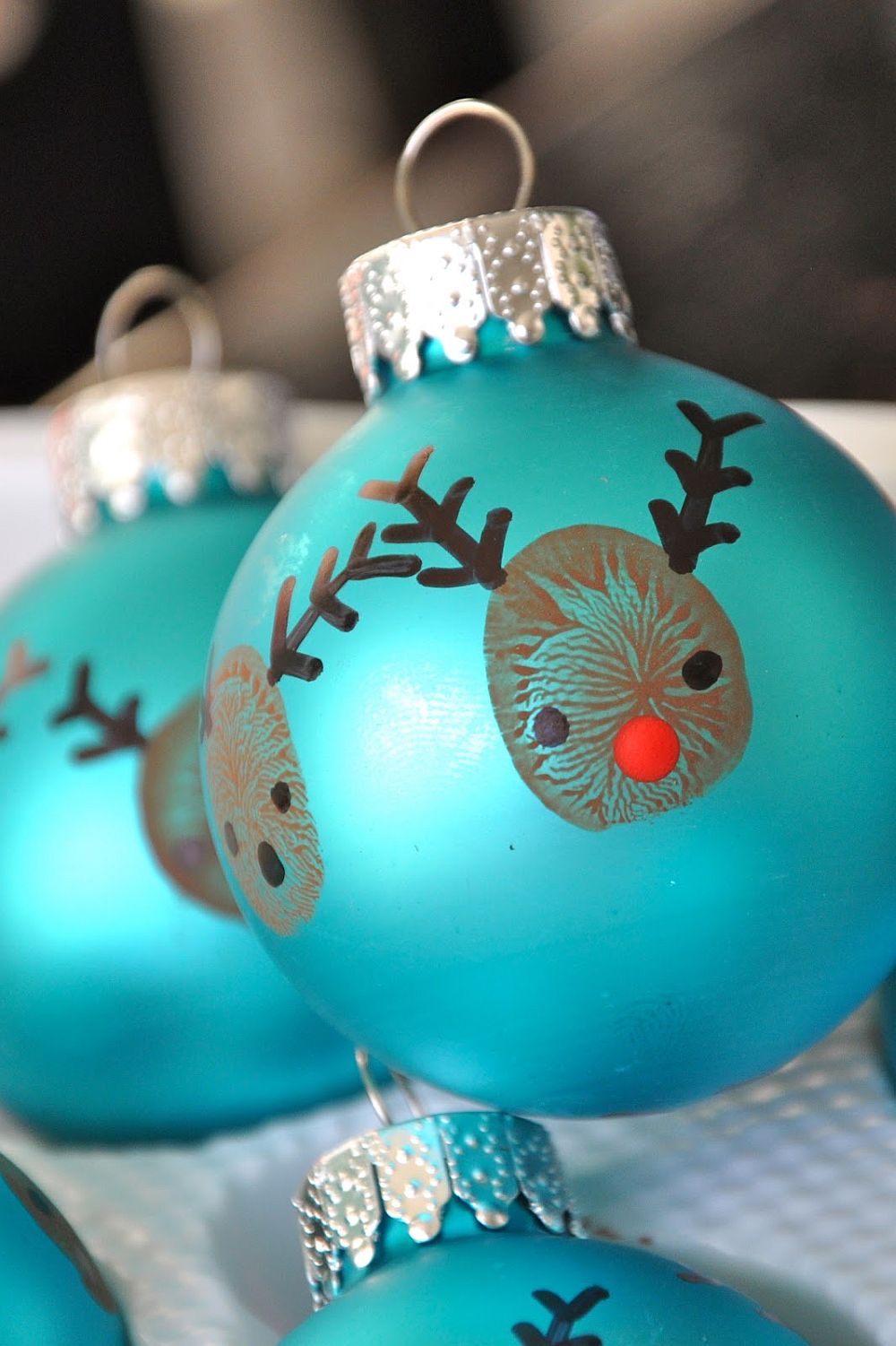 Colorful and creative Christmas ornaments with reindeer print