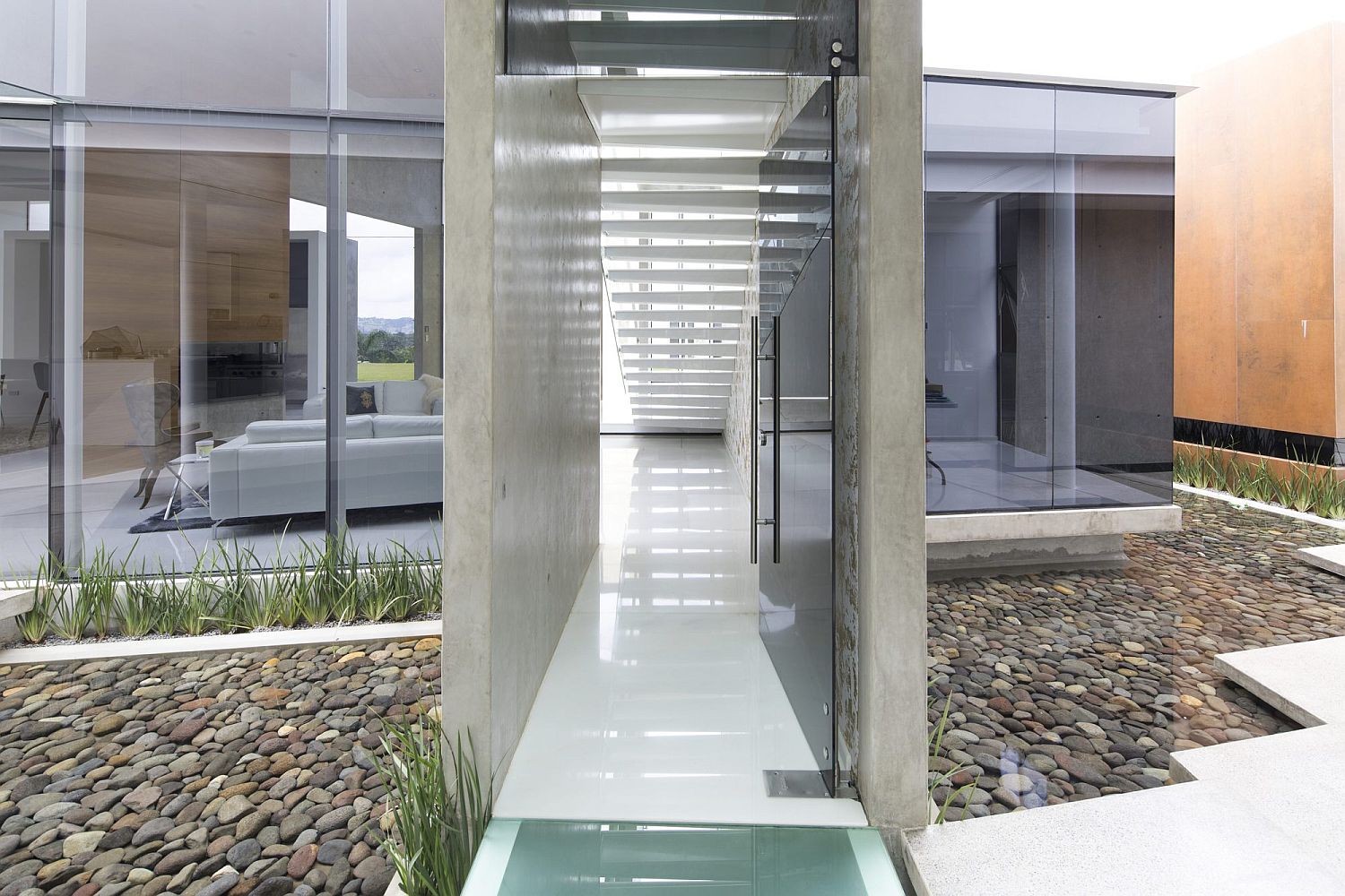 Curated and sheltered entrance to the contemporary home