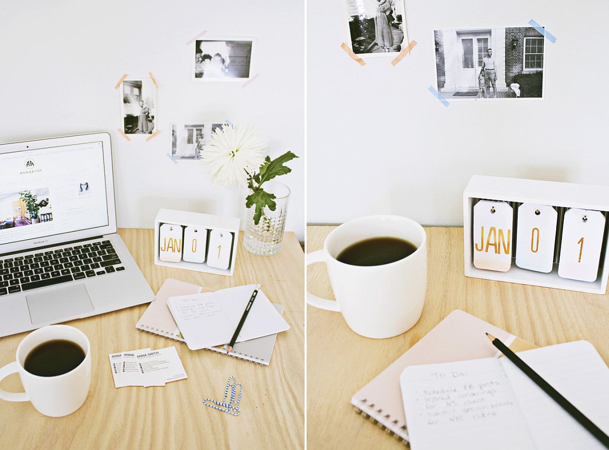 DIY desk calendar with a touch of ombre effect