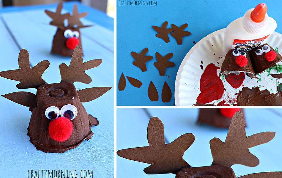 Egg Carton Reindeer Christmas Craft is super easy to make