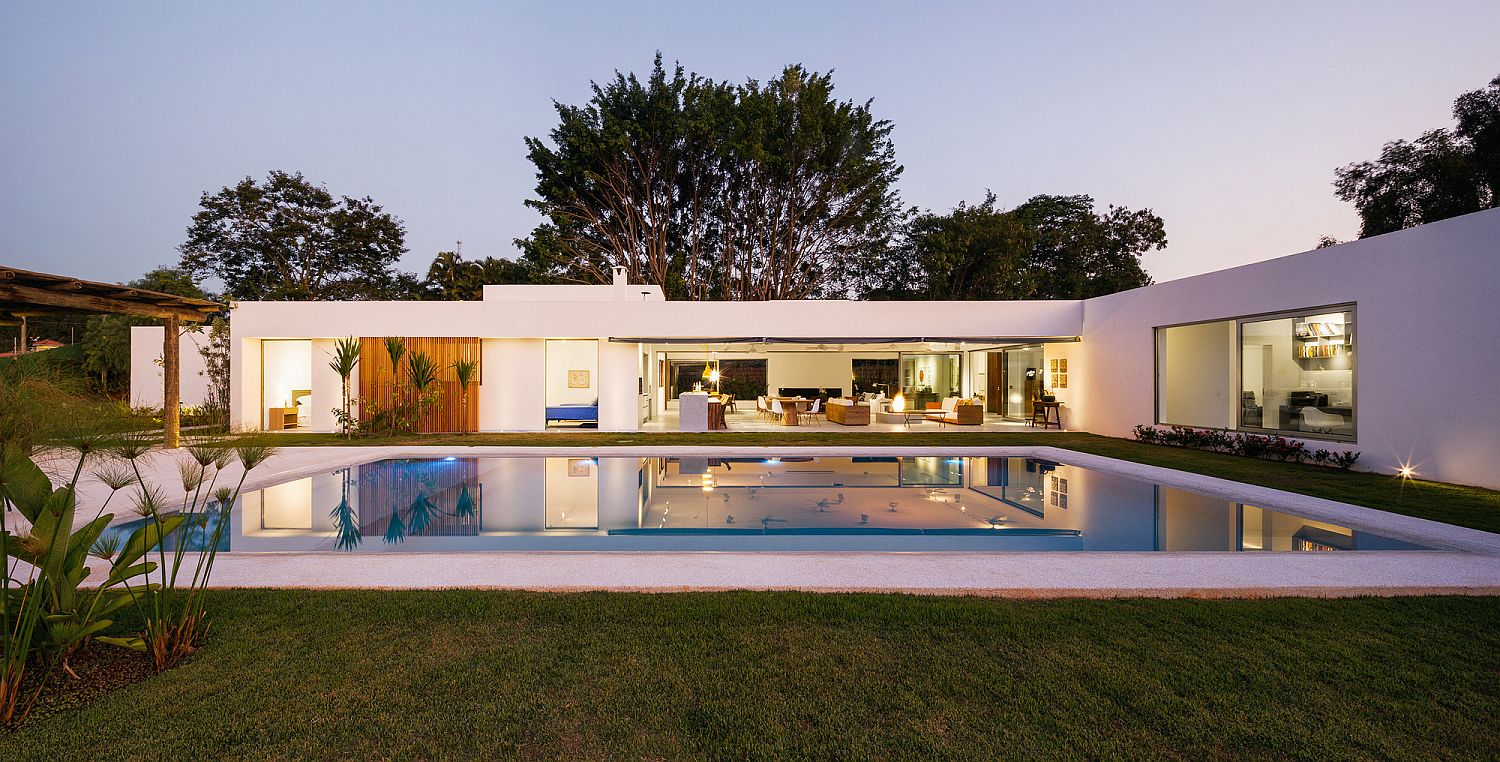 L-Shaped Family Home Charms with a Stunning Private Courtyard and Pool