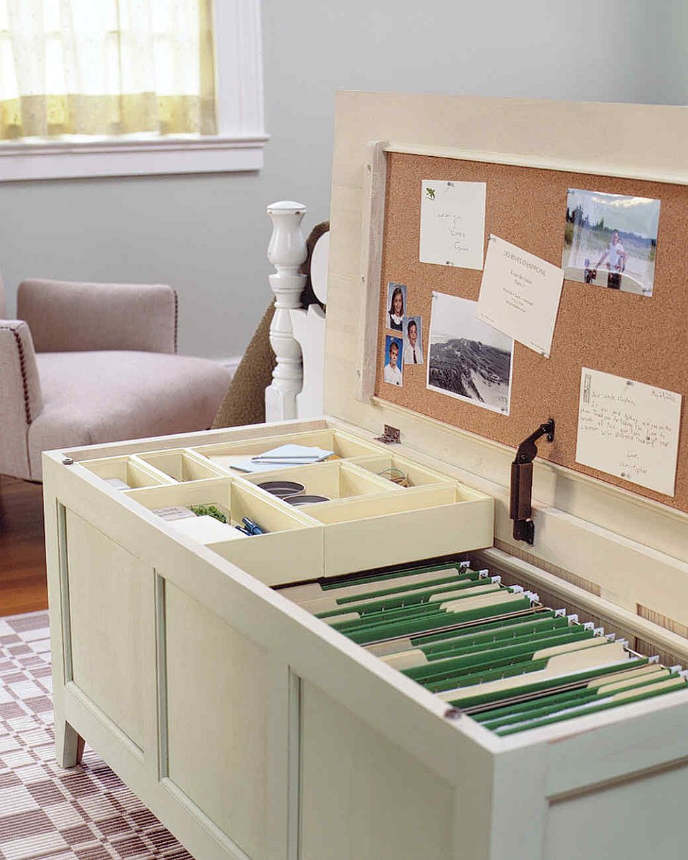 Fabulous and multi-tasking chest for an organized home office!