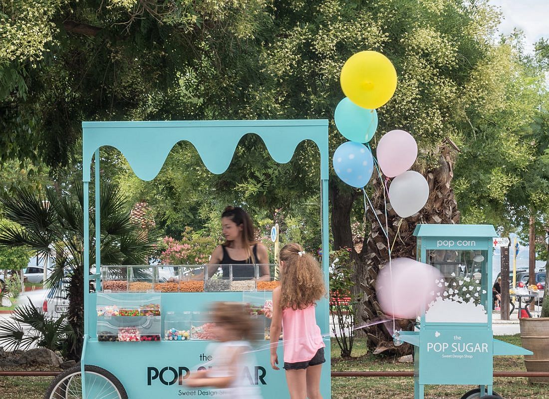 Fabulous little trolley acts as an attractive extension of the sweet shop