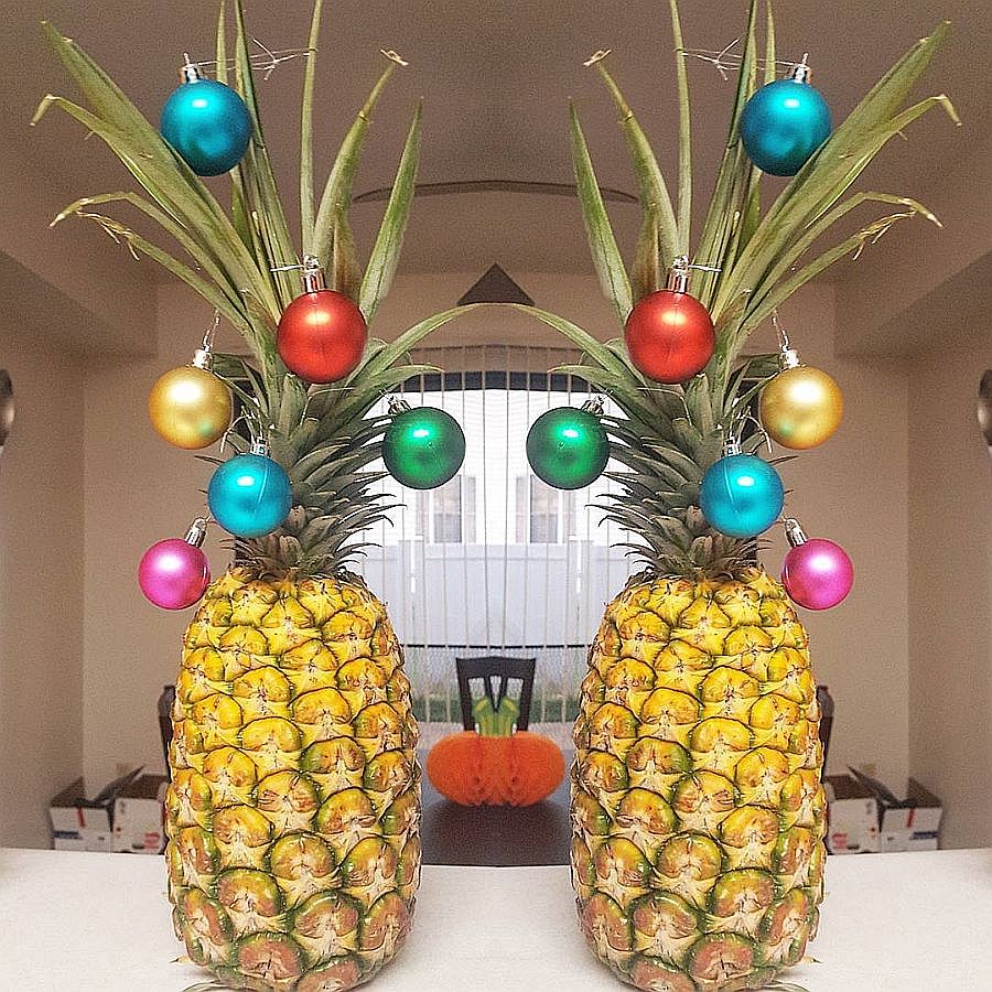 Festive-baubles-on-a-pineapple-make-for-a-fun-Christmas-tree-alternative