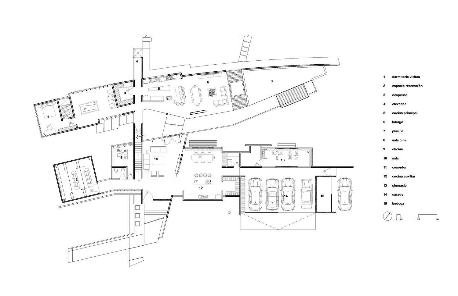 First floor plan of home of Palmares, Costa Rica