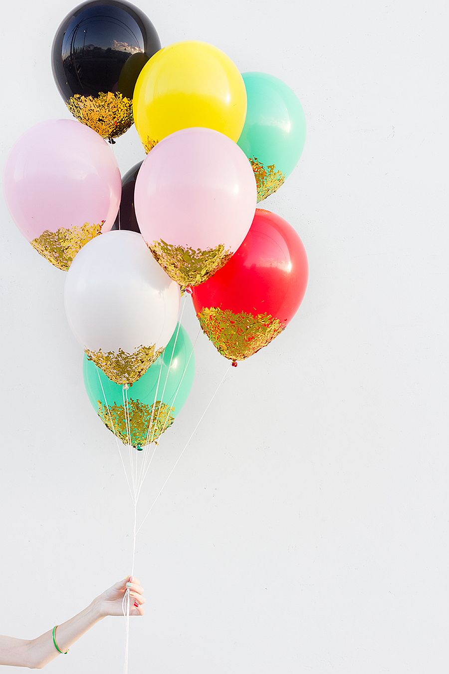 Glittering and gorgeous confetti dipped balloons