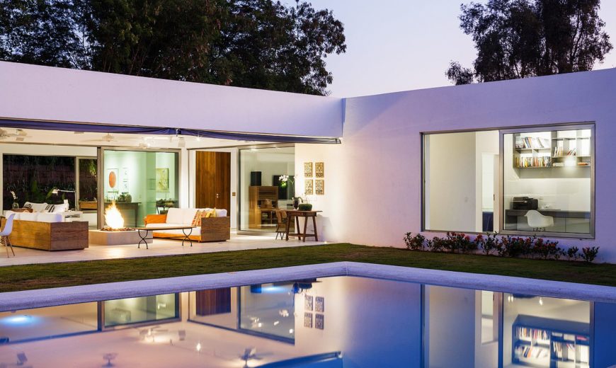 L-Shaped Family Home Charms with a Stunning Private Courtyard and Pool