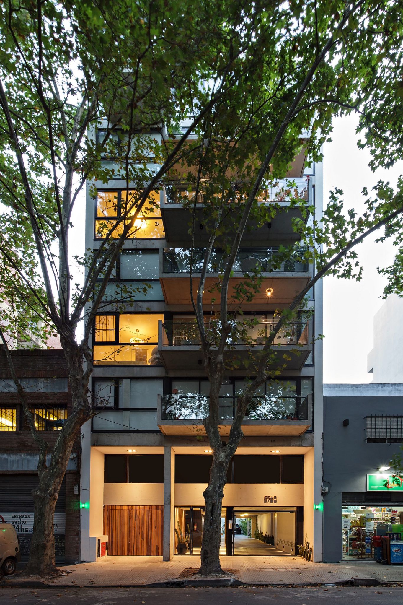 Large trees bring a small sense of privacy and greenery to the urban dwelling