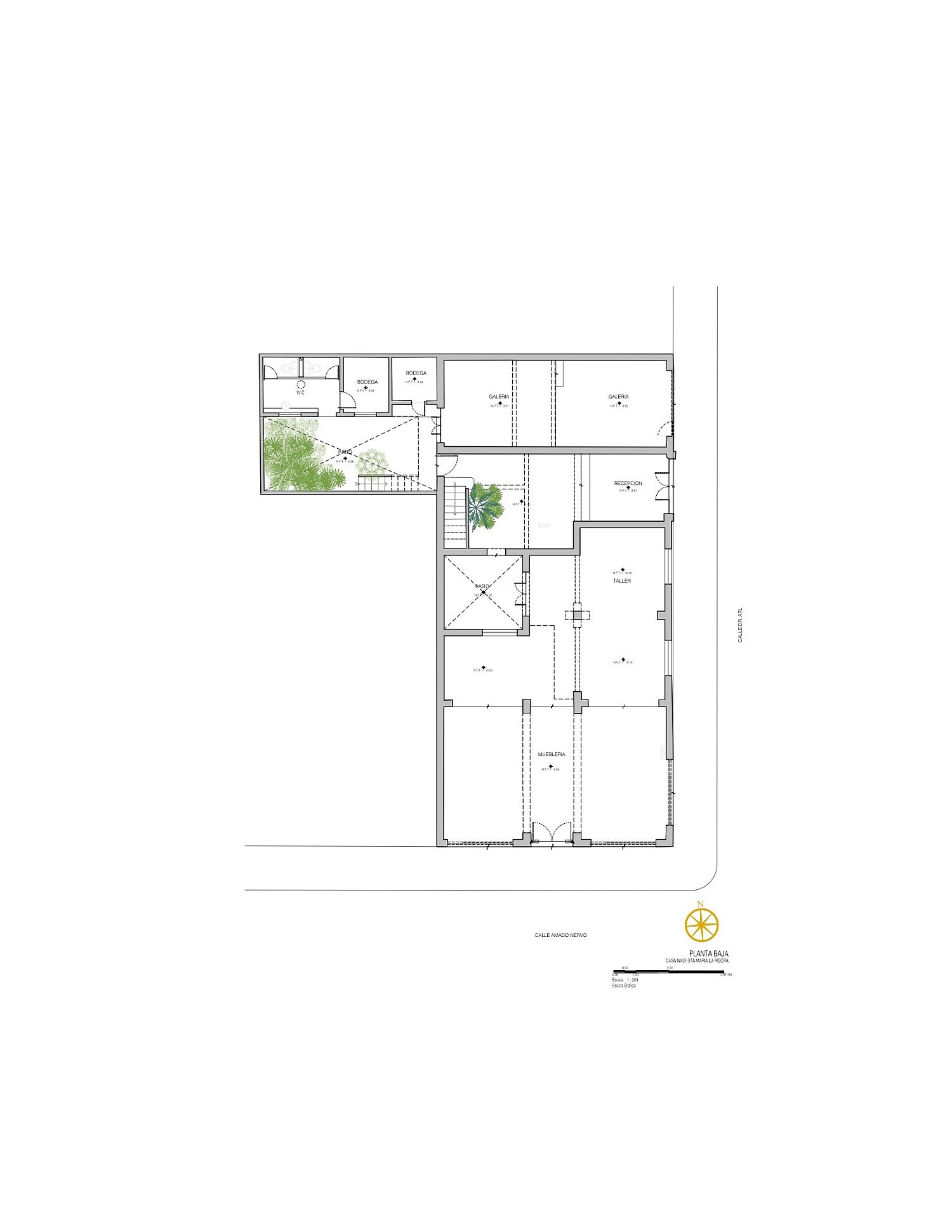 Lower level floor plan of Fundacion Casa Wabi Headquarters