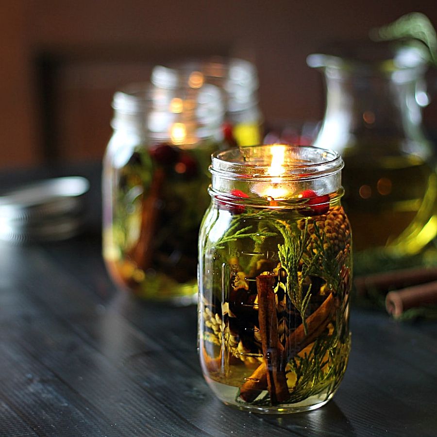 Mason jar oil candle lamp