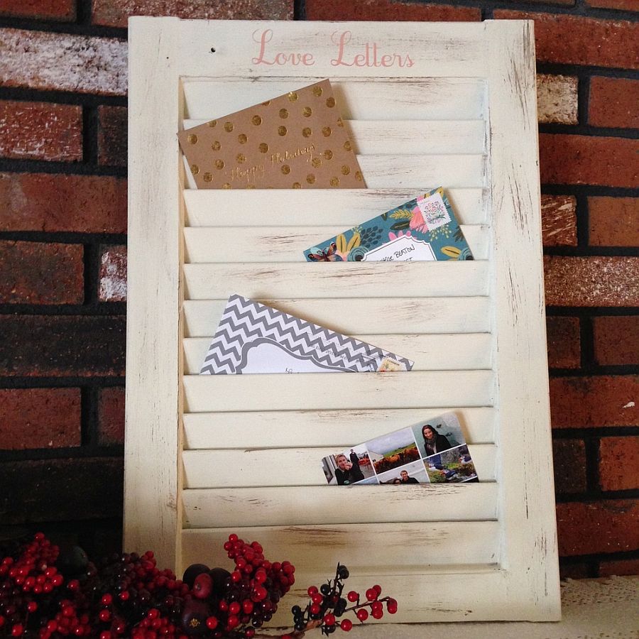 Old Window Shutter upcycled into a smart Mail Organizer