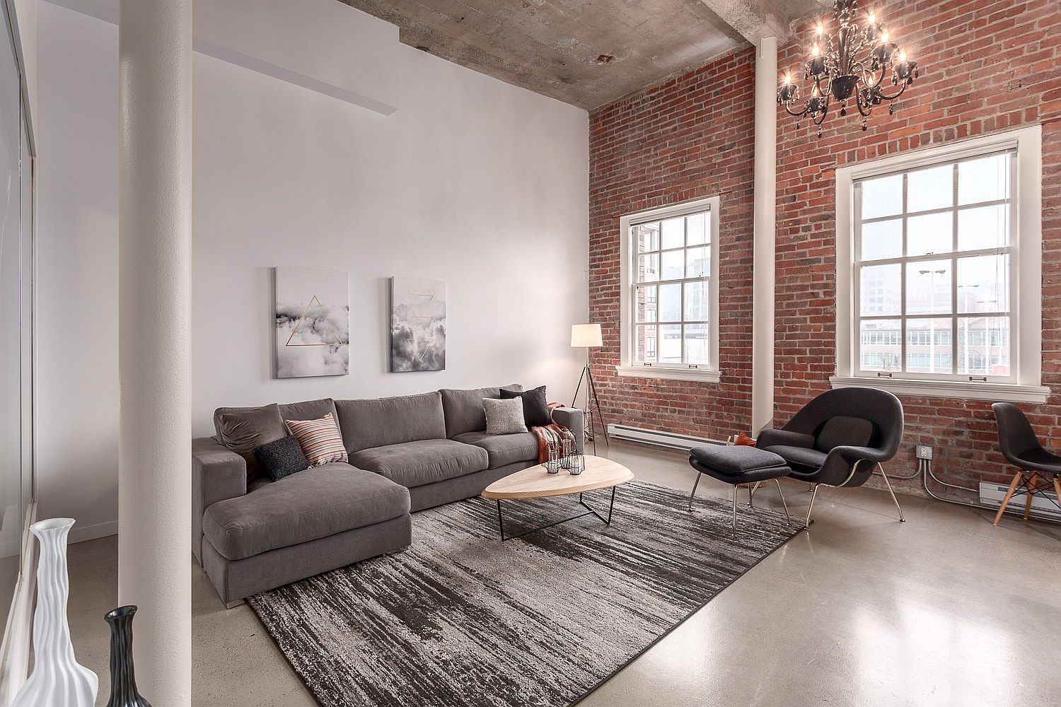 Original brick walls of the apartment give it an exceptional visual appeal