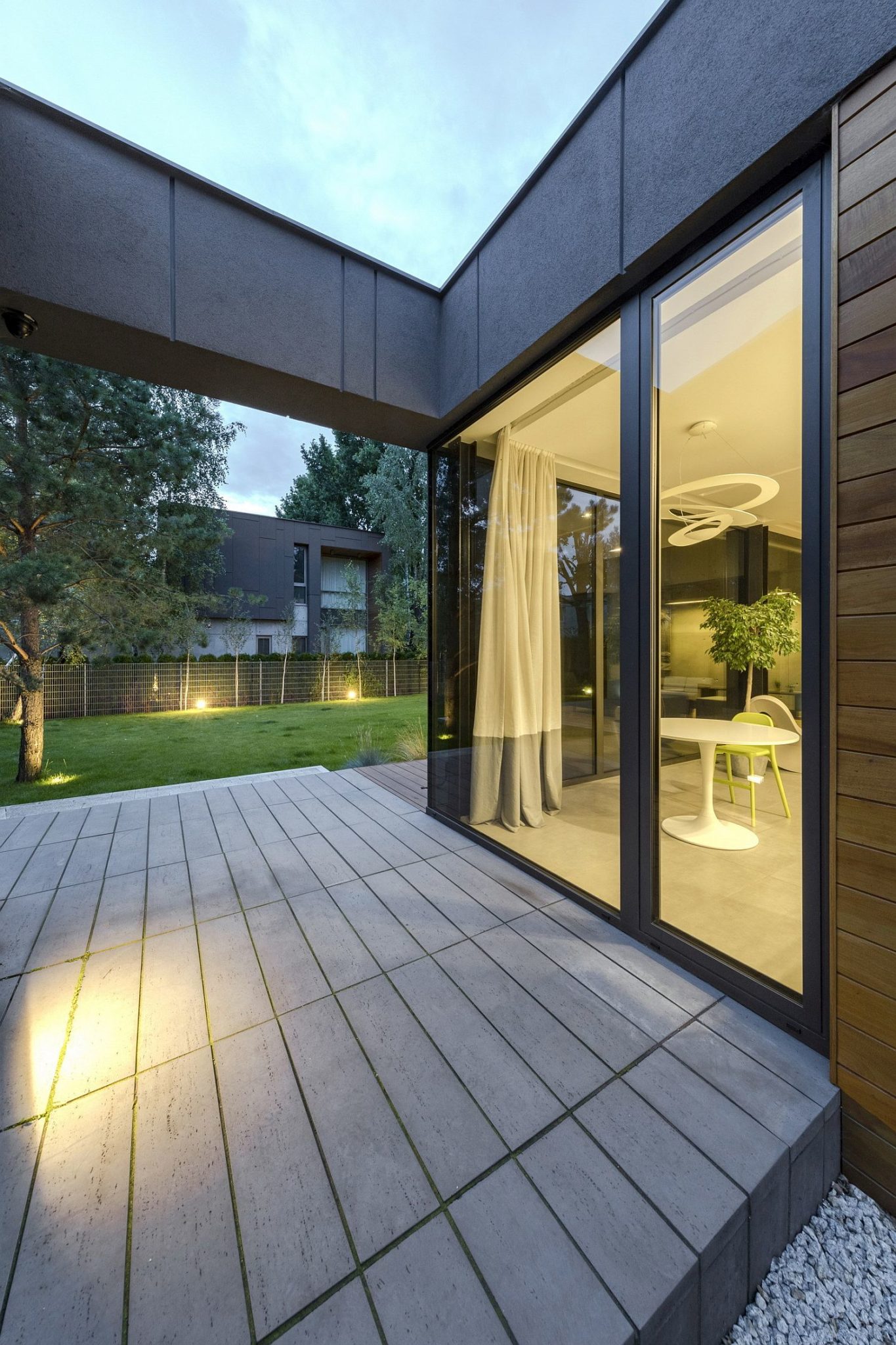 Simple and elegant deck connected to the living area indoors