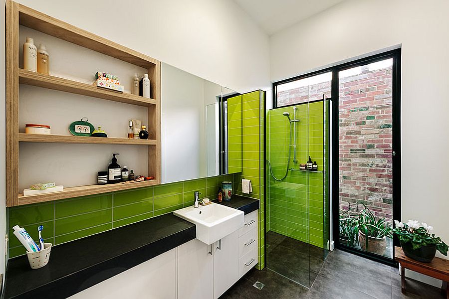 A touch of lime green brings brightness to the contemporary kitchen