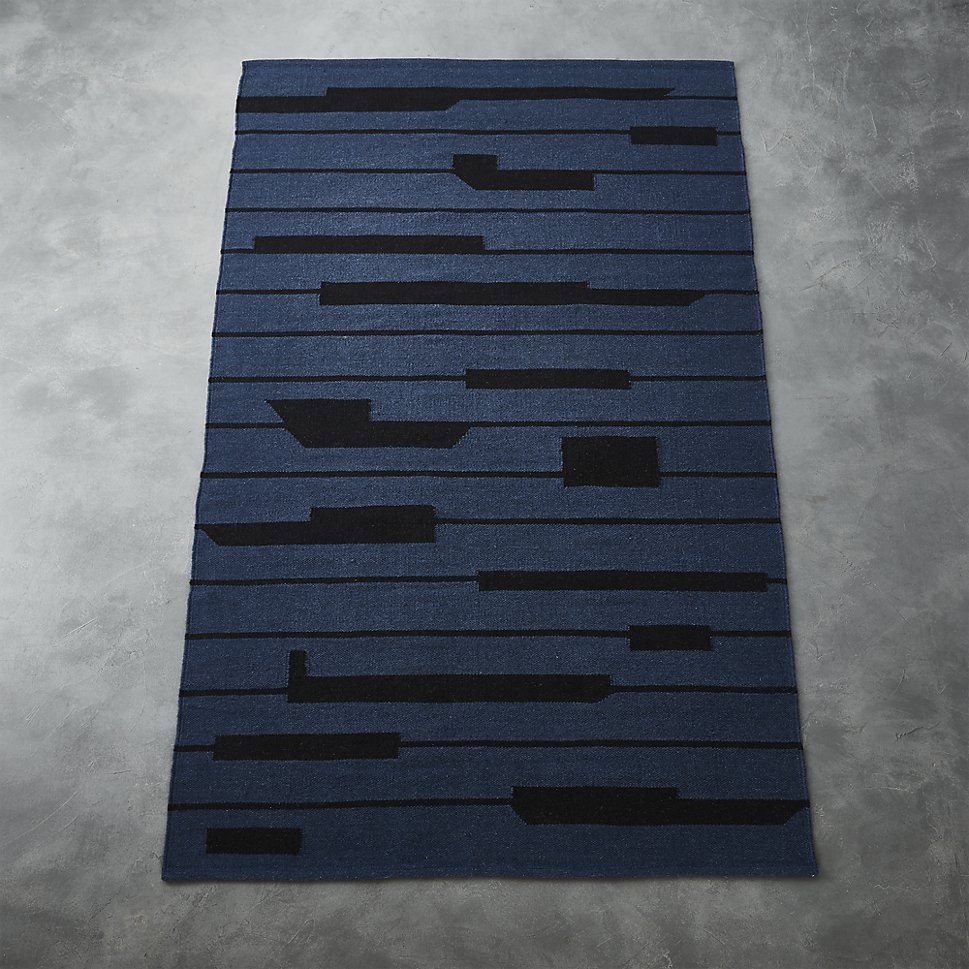 Blue and black modern rug