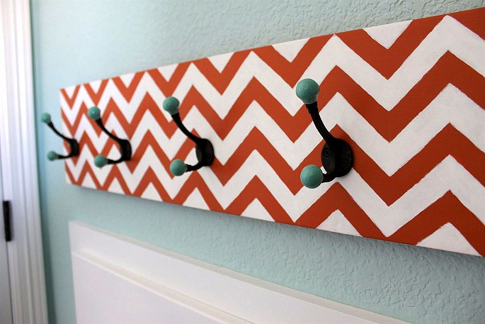 DIY chevron pattern coat hanger idea