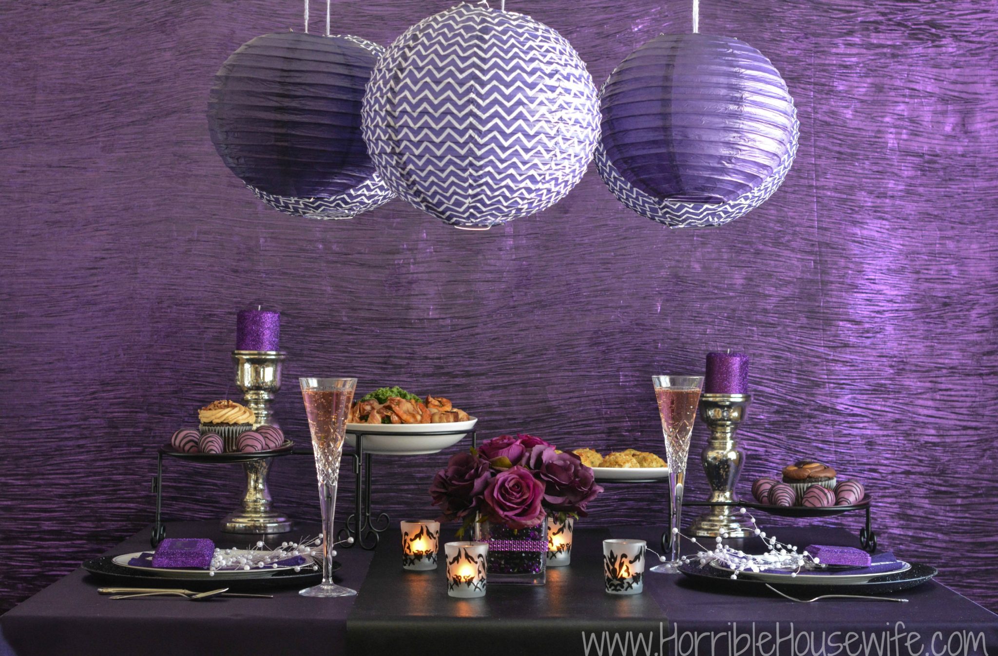 DIY paper lantern in many shades of purple