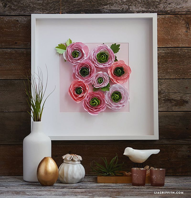 Delightful art creation using Ranunculus flowers in pastel pink and purple