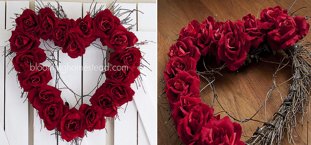 Easy Valentine's Day wreath using red roses