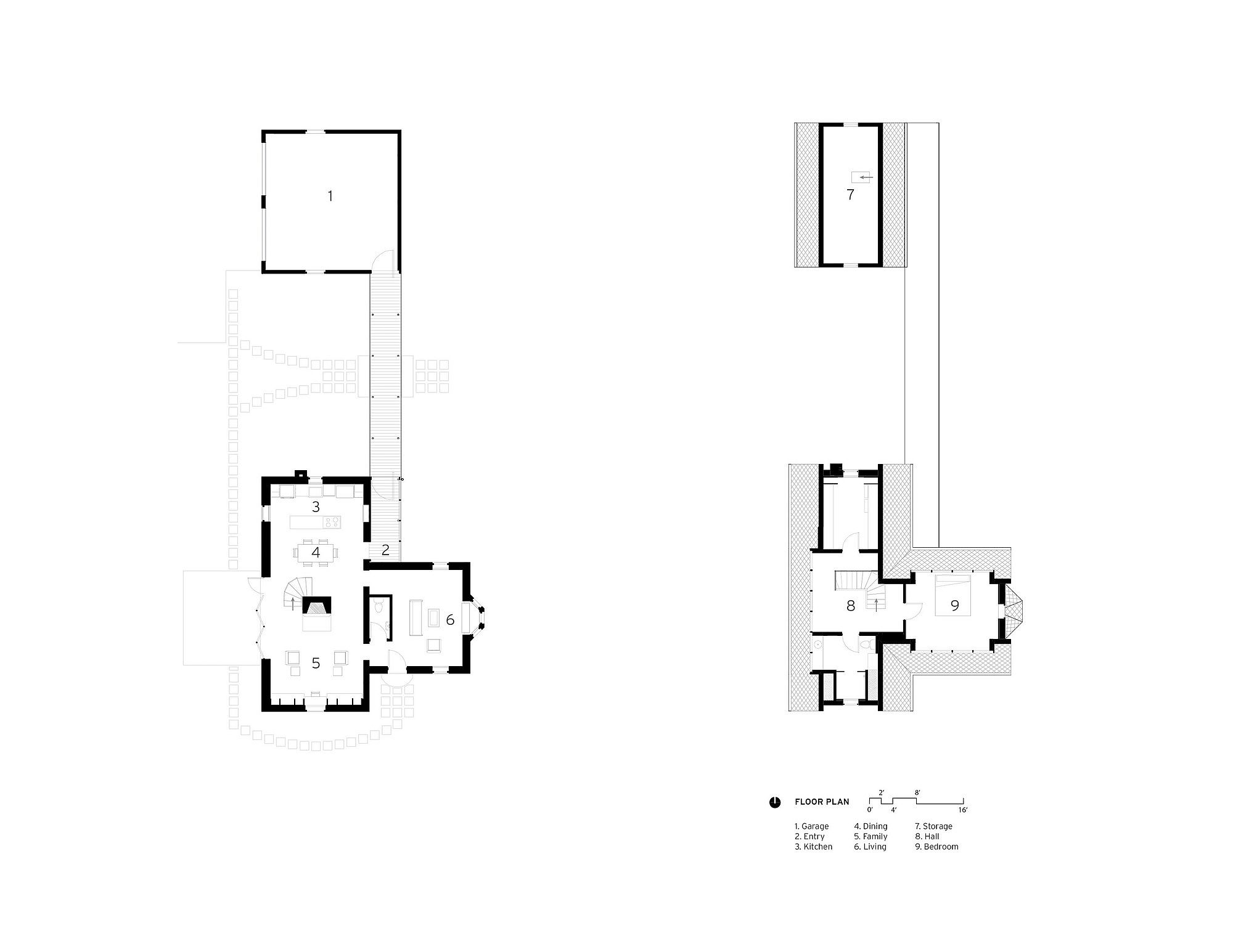 Floor plan of lower level of Foster Road Retreat