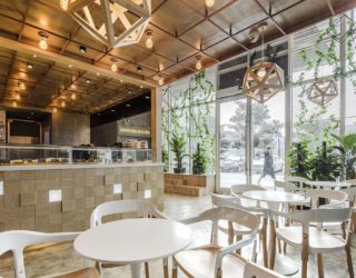 Original Bakery in China with a Modern-Industrial, Multi-Level Design