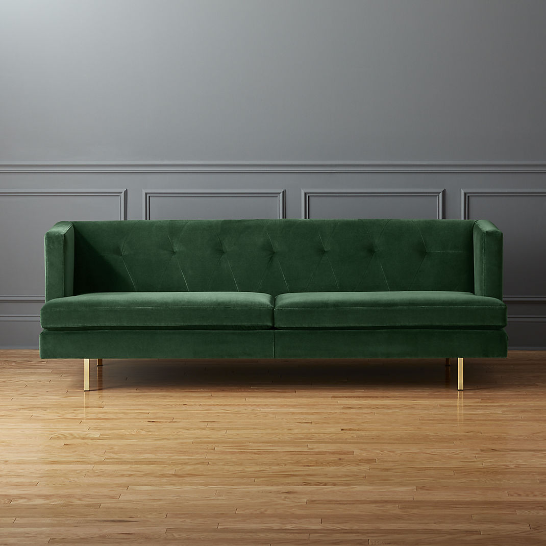 Green velvet sofa