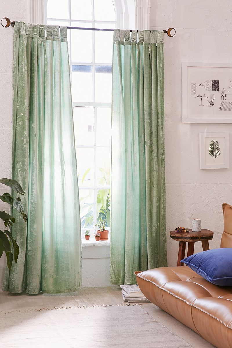 Minty velvet curtains from Urban Outfitters