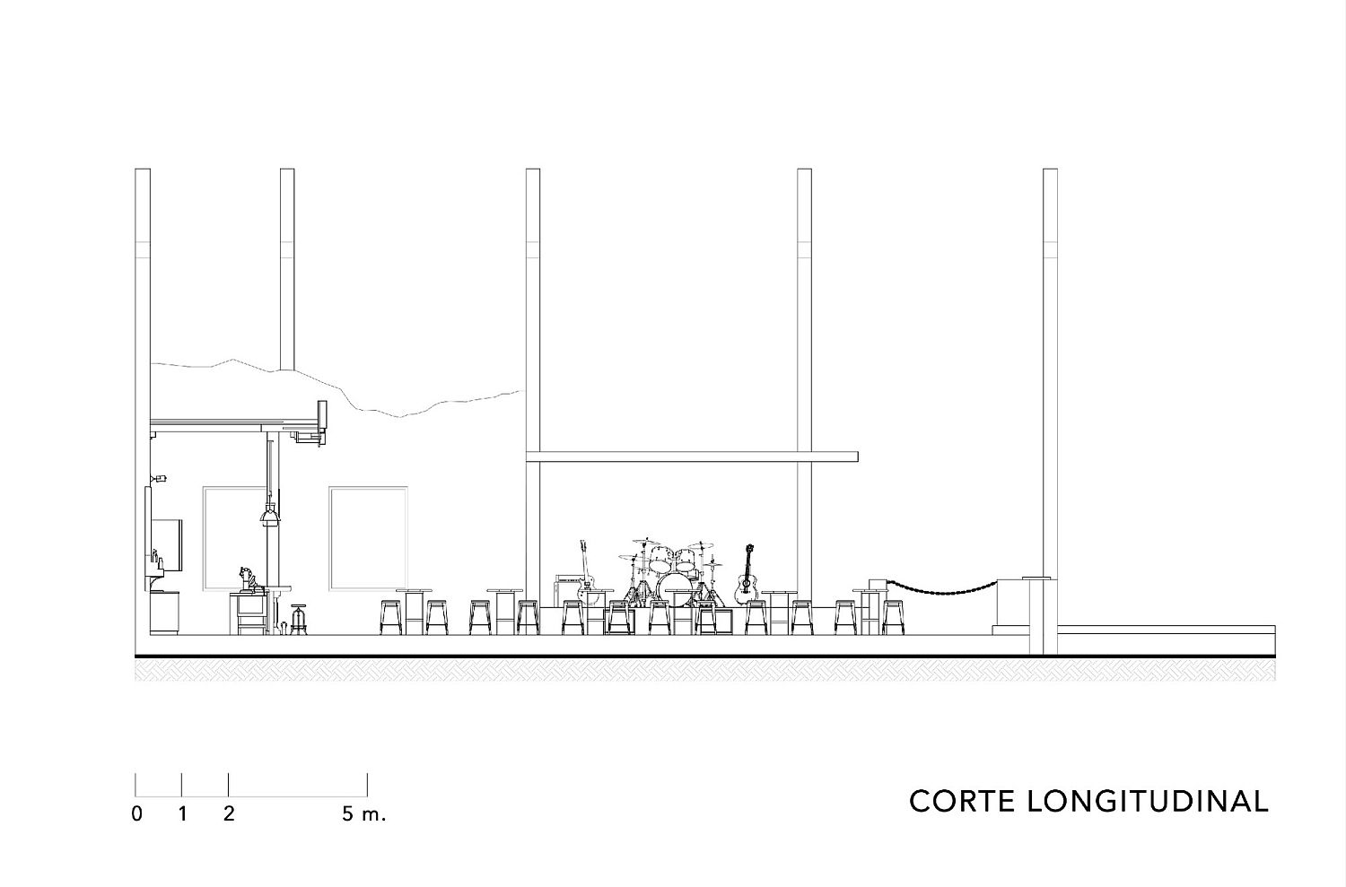 Sectional view of La Ruina Park Bar