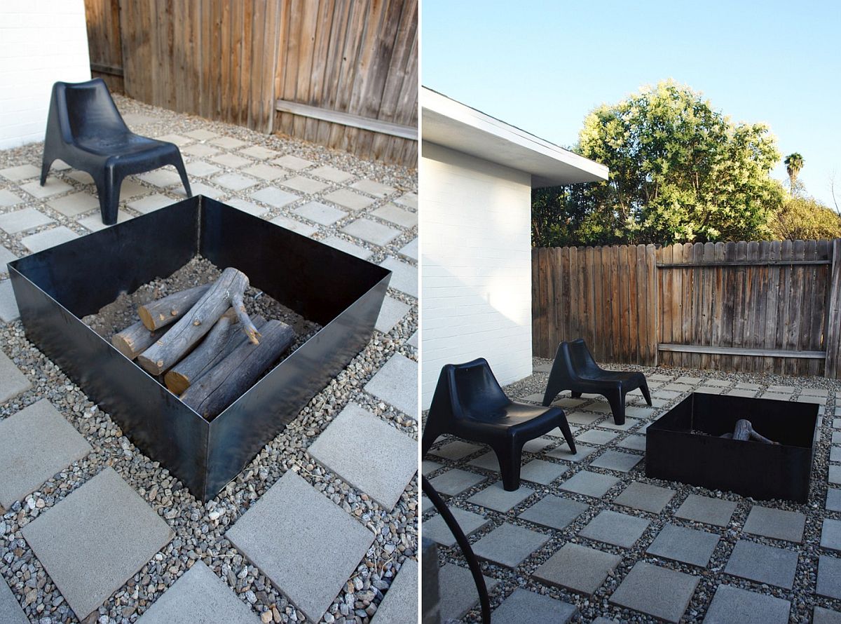 Square metal DIY fire pit idea