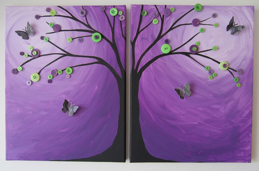 Stunning purple background with button tree