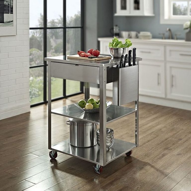 Ultra Tine Kitchen Cart On Wheels Can Also Double As A Cool Kitchen Island 768x768 