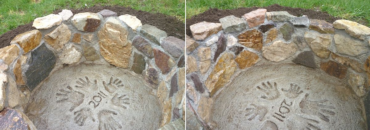 Unique stone and mortar DIY fire pit