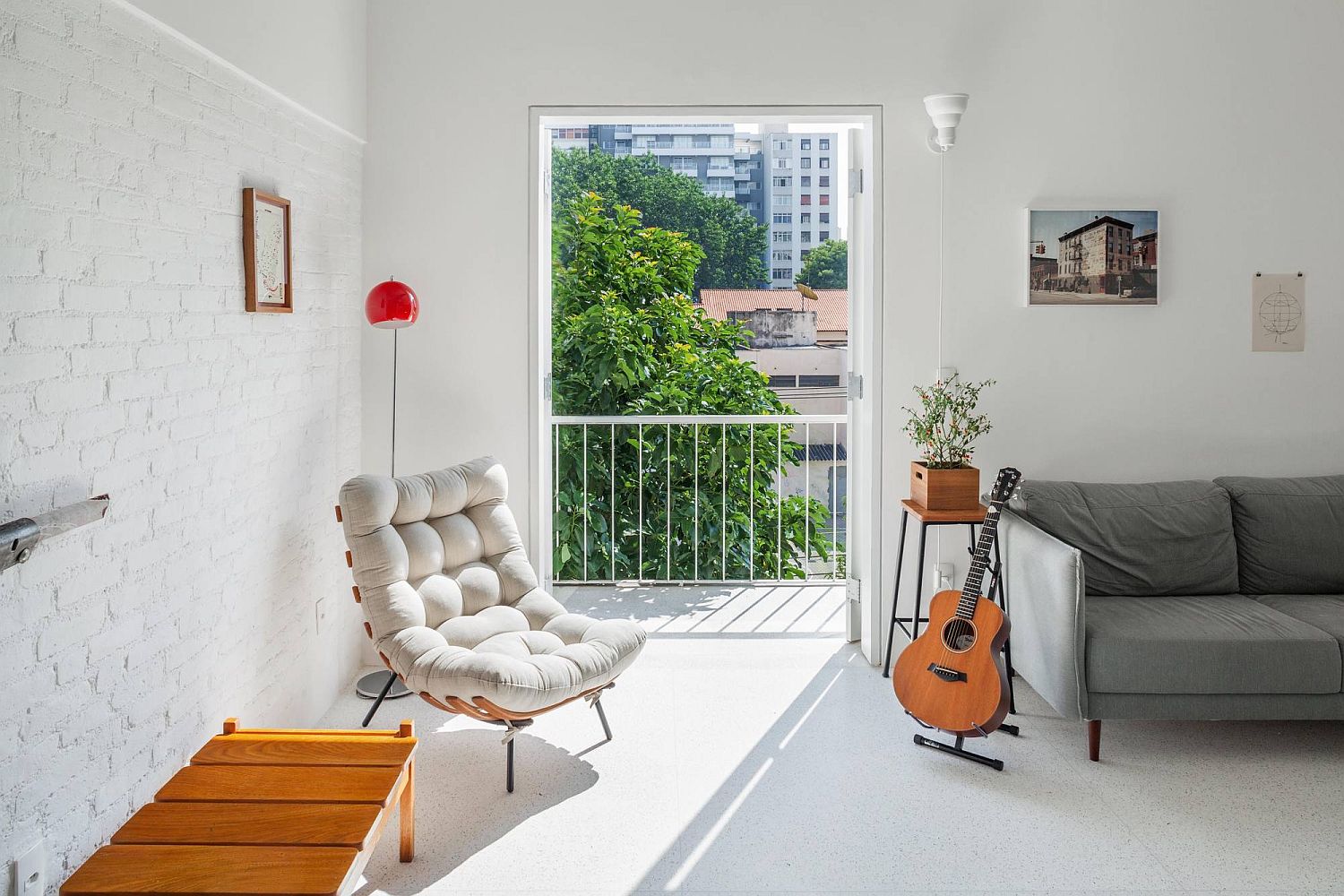 Corner of the living room is beautifully lit by natural light