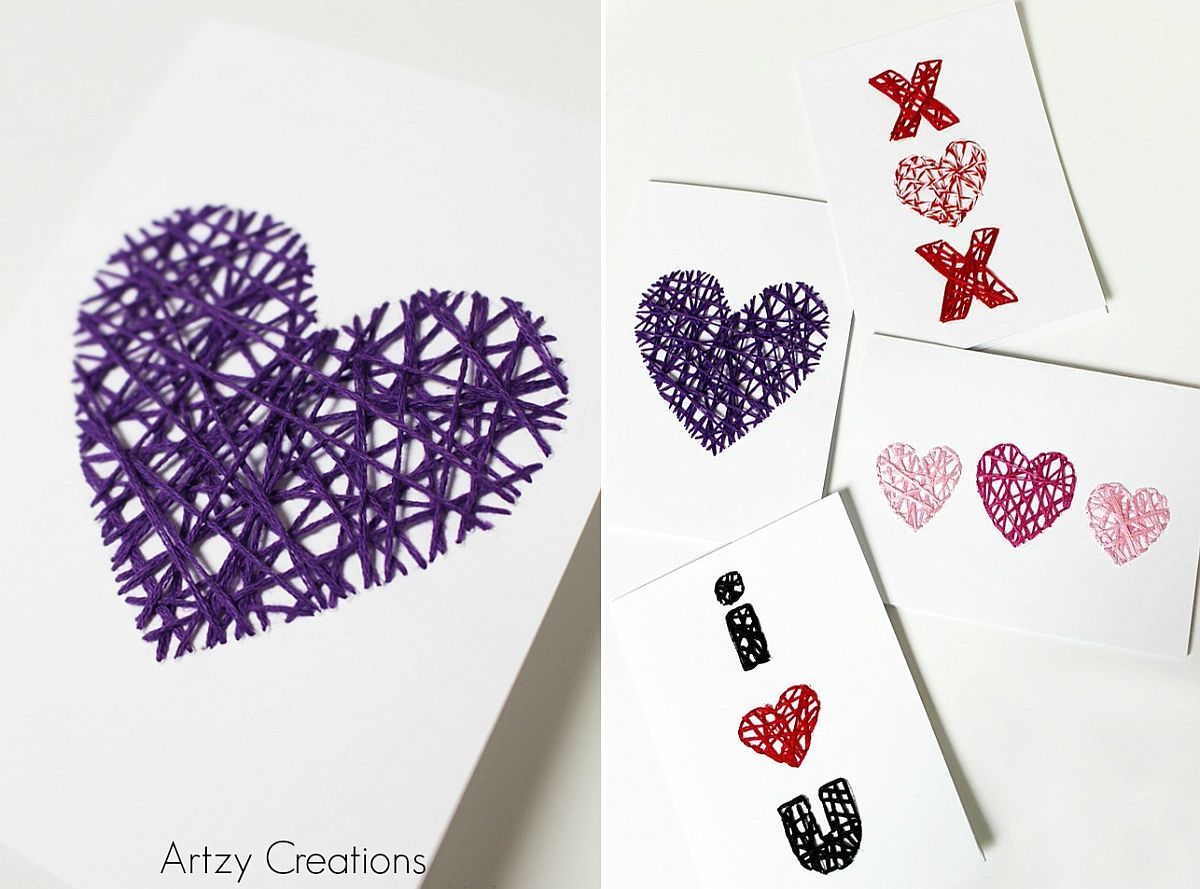 DIY String Art in Purple for Valentine's Day