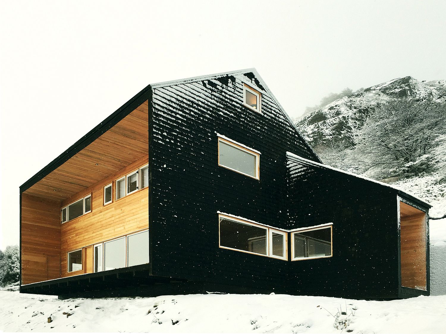 Dark-and-woodsy-exterior-of-the-cozy-cabin