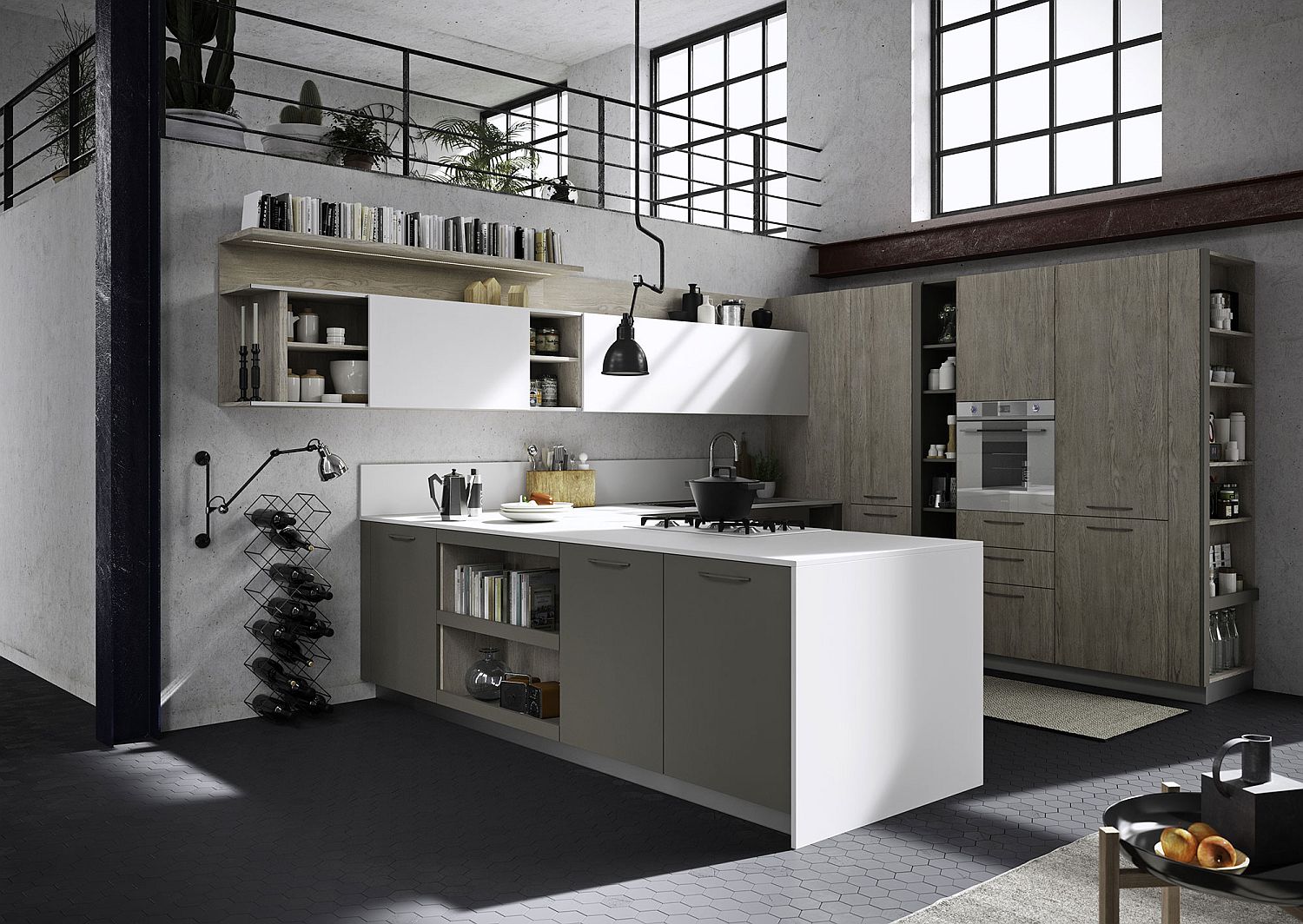 Definite modular structure gives the Fun kitchen a cool modern look