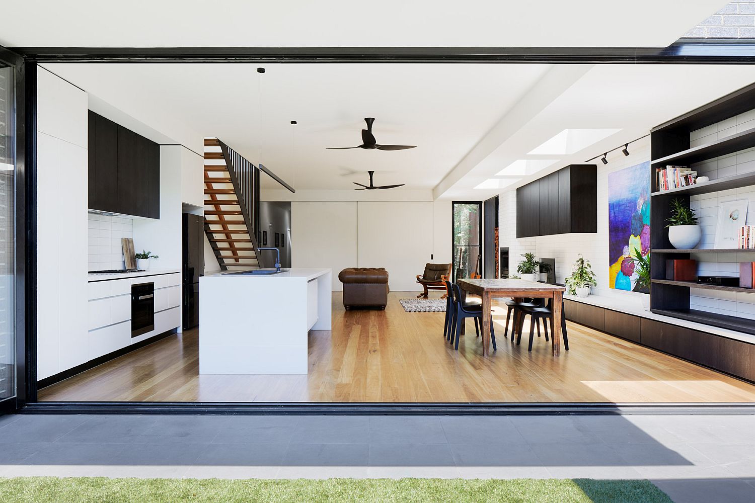 Dining and kitchen of the house connected to the garden outside