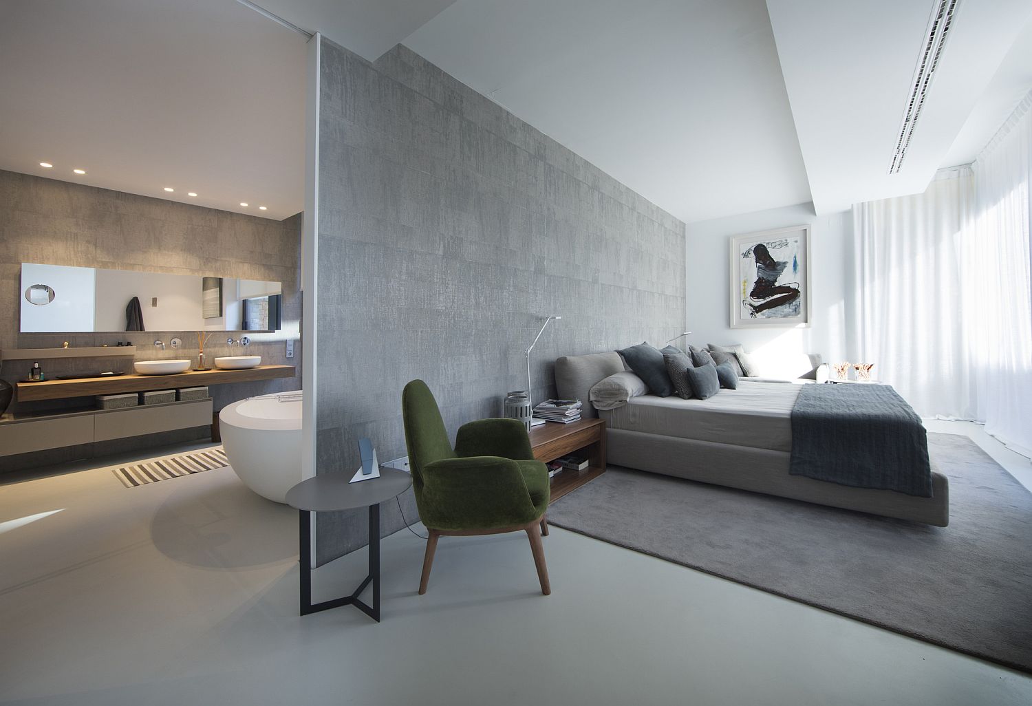 Master bedroom and bathroom of the Miravent House