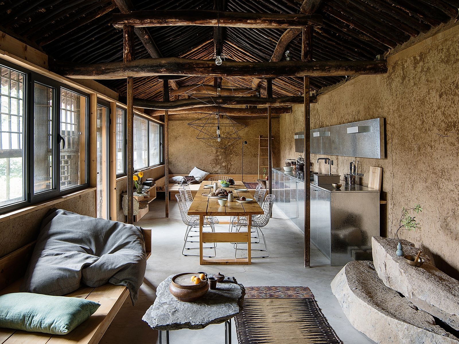 Open and light filled interior of the Syudio Cottage