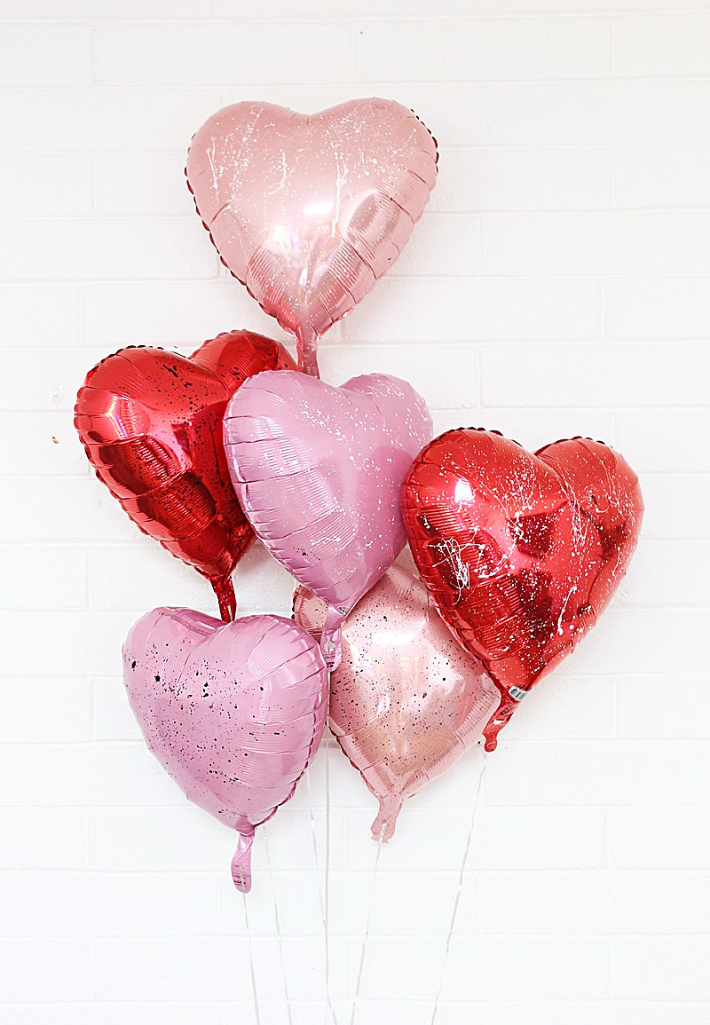 Splatter paint Valentine's Day balloons