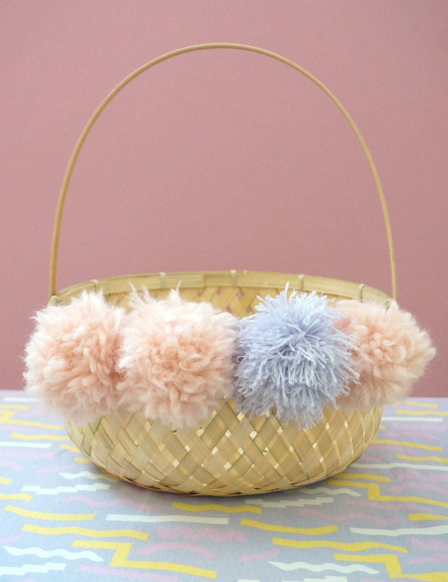 DIY Easter basket with pom poms