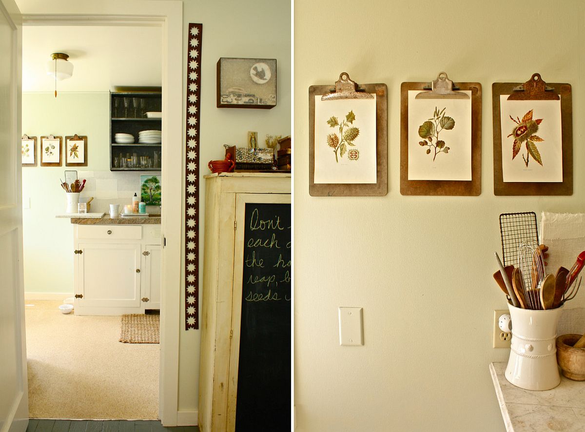 Gorgeous use of botanical prints in the traditional kitchen