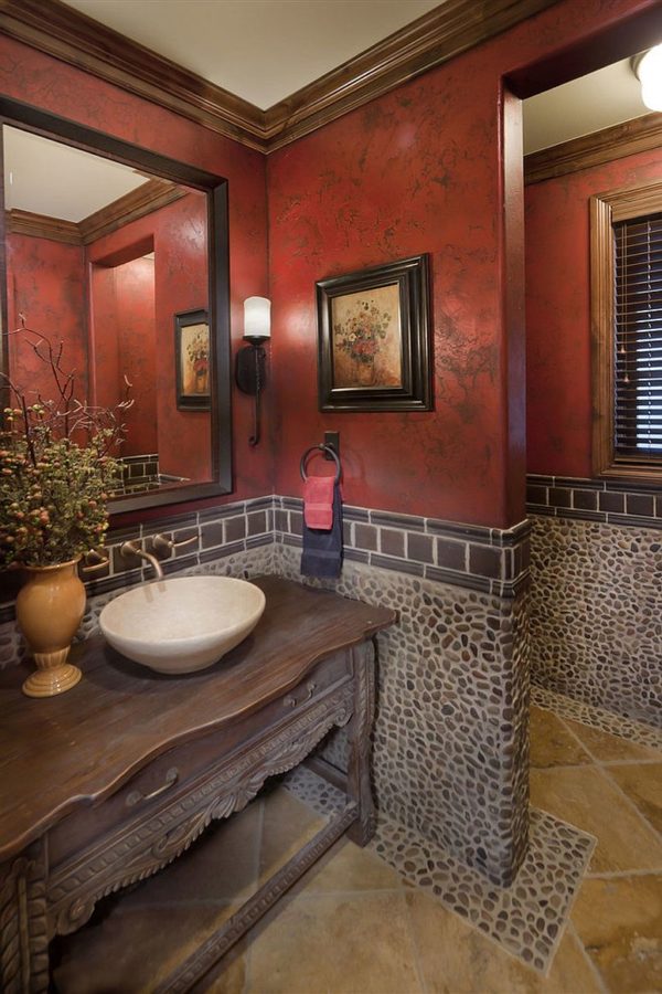 App ASI   Modern Mediterranean Powder Room With A Dash Of Red 600x900 