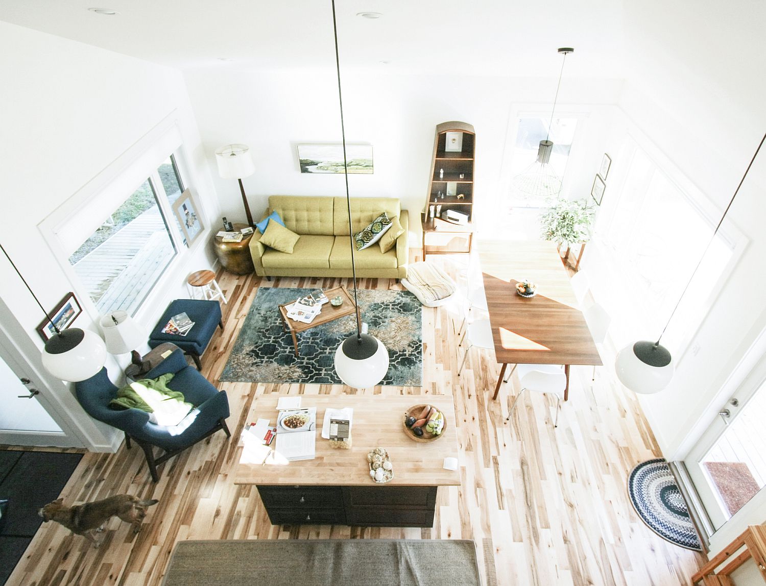 Open living area of the house viewed from the top level