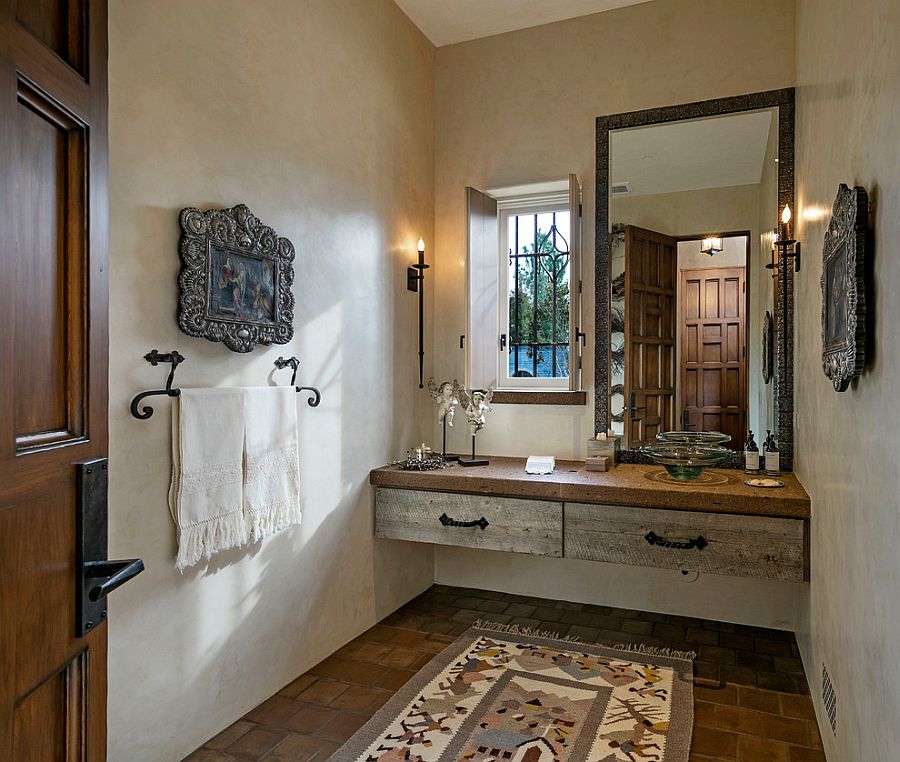 Textured-walls-for-the-Mediterranean-style-powder-room