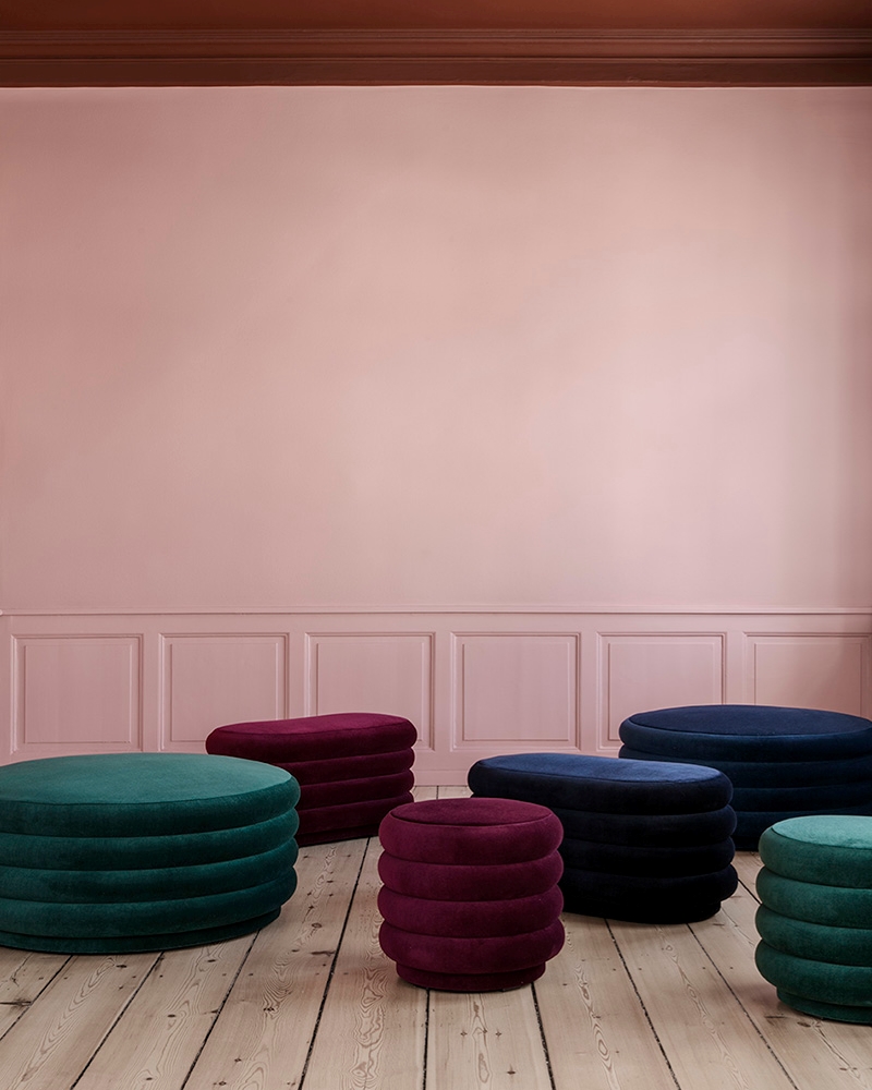 Modern curved ottomans from ferm LIVING